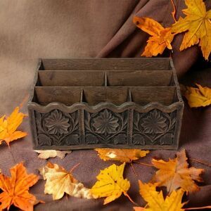 Lerner Desk Organizer Faux Wood Ornate Witchy Victorian Style Vanity Makeup Vtg.